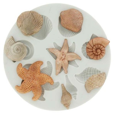 Molde Silicone Mini Estrelas e Conchas