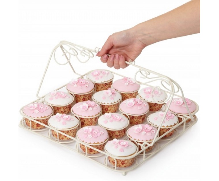 Suporte Transporte de Cup Cakes Cesto Branco