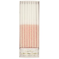 16 Velas Rosa Pastel Glitter