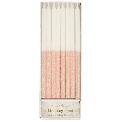 16 Velas Rosa Pastel Glitter