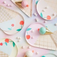 8 Pratos Gelado de Cone
