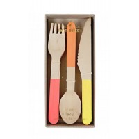 Talheres Madeira Cores Neon