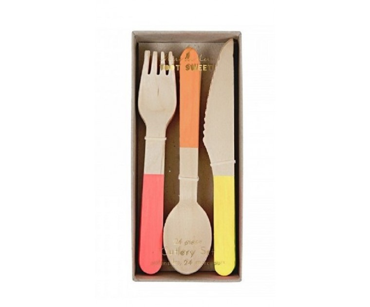 Talheres Madeira Cores Neon