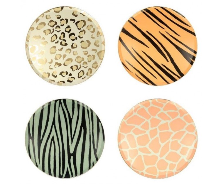 8 Pratos Sortidos 4 Designs Safari
