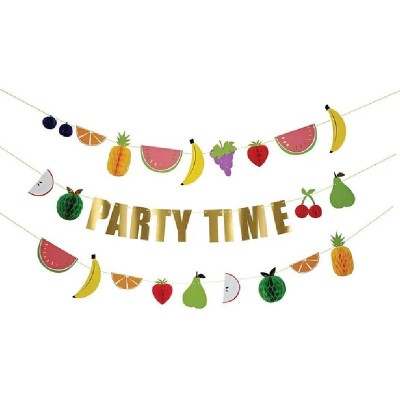 Conj. 3 Grinaldas Frutas Party Time