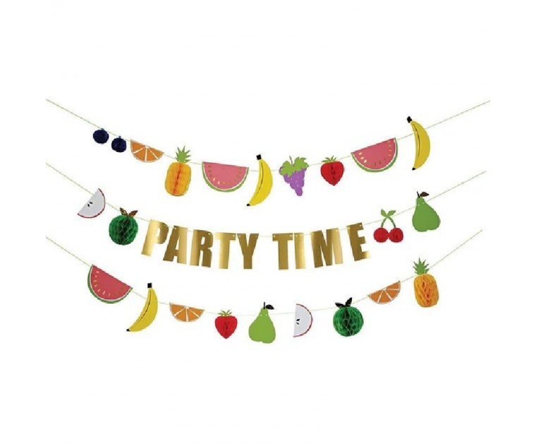 Conj. 3 Grinaldas Frutas Party Time