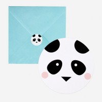 8 Convites com Envelope Panda