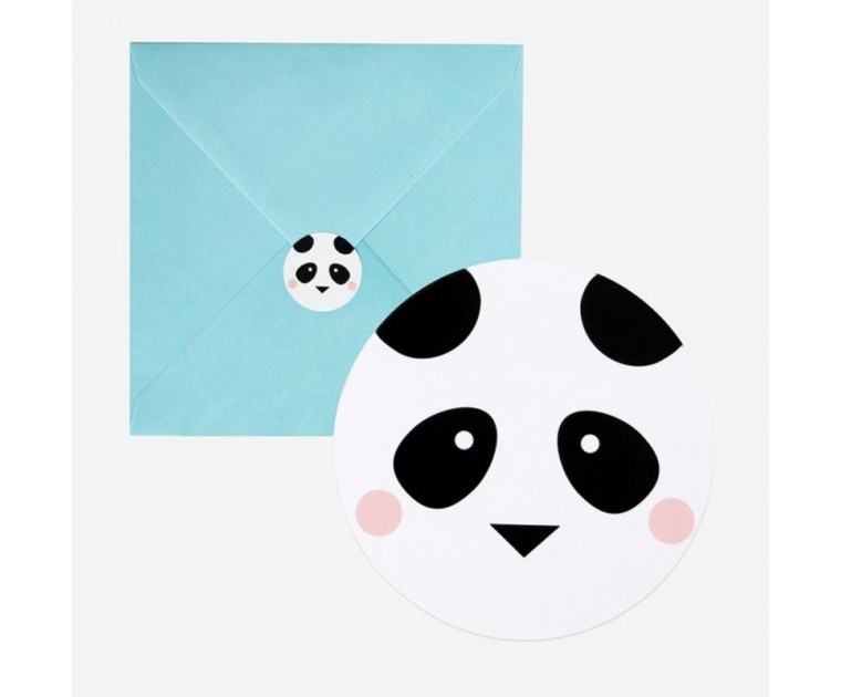 8 Convites com Envelope Panda