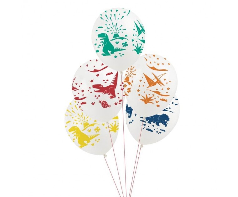 Pack de 5 Balões Multicoloridos Dinossauros