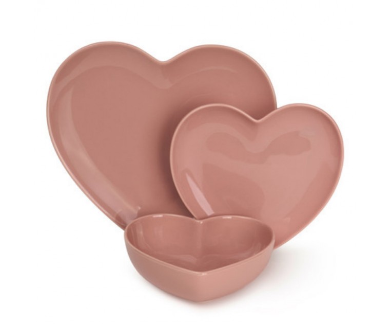 Serviço Pratos Coração Rosa 18 peças 