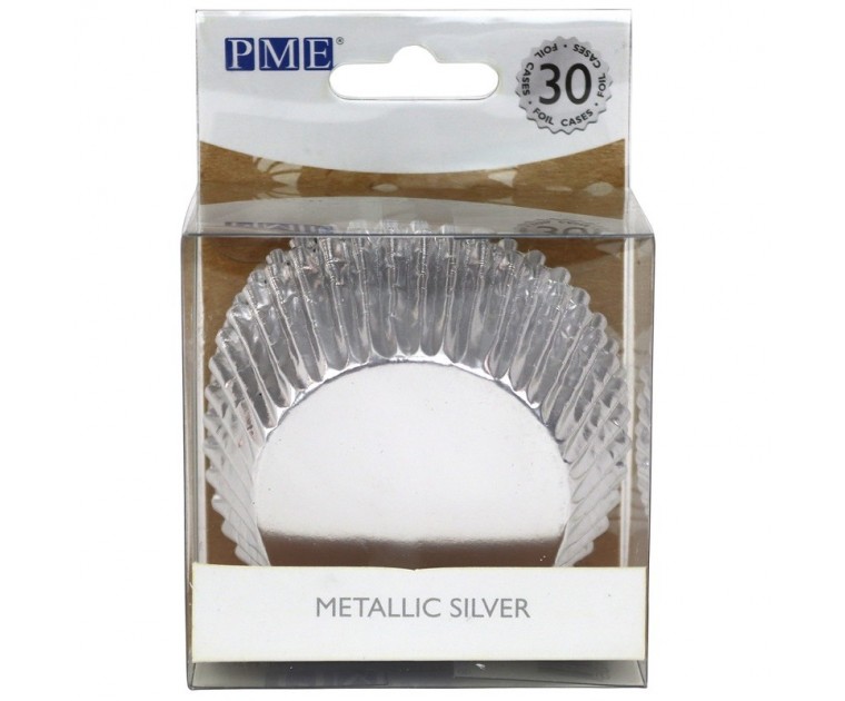 30 Formas Cup Cakes Foil Prata
