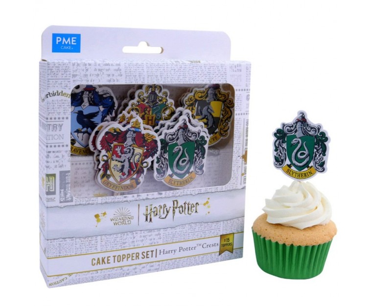 15 Picks Cup Cakes Harry Potter Brasões de Hogwarts