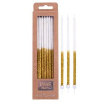 16 Velas Douradas Alltas Glitter