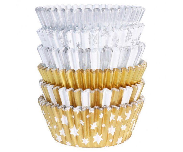 100 Formas Cup Cakes Foil Dourado e Prata