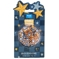 Mix Confetis Estrelas Douradas e Prateadas
