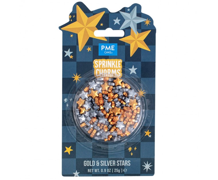 Mix Confetis Estrelas Douradas e Prateadas