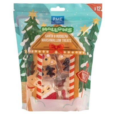 Doces de Marshmallow Pai Natal e da Rena Rudolph