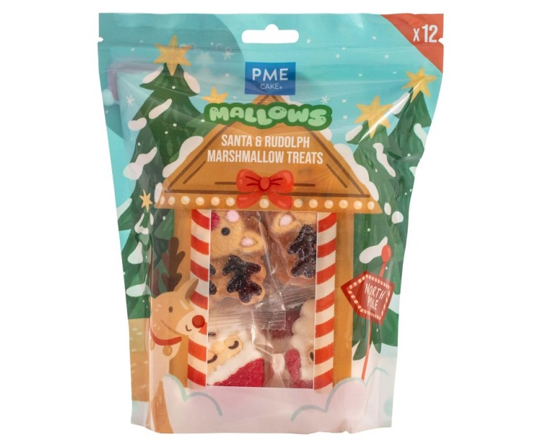 Doces de Marshmallow Pai Natal e da Rena Rudolph