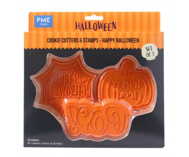 Conj. 3 Cortadores e Marcadores Happy Halloween