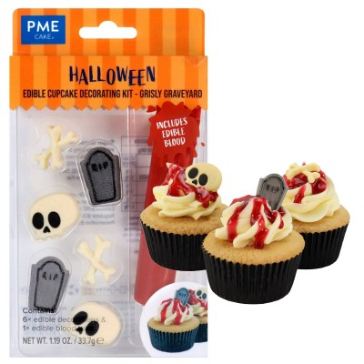 Kit Decoração de Cup Cakes Halloween Cemitério Macabro