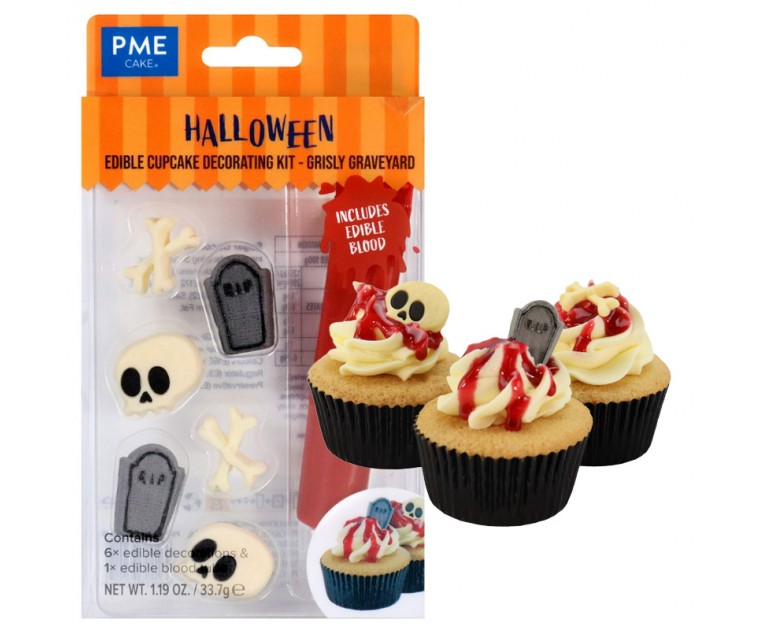 Kit Decoração de Cup Cakes Halloween Cemitério Macabro