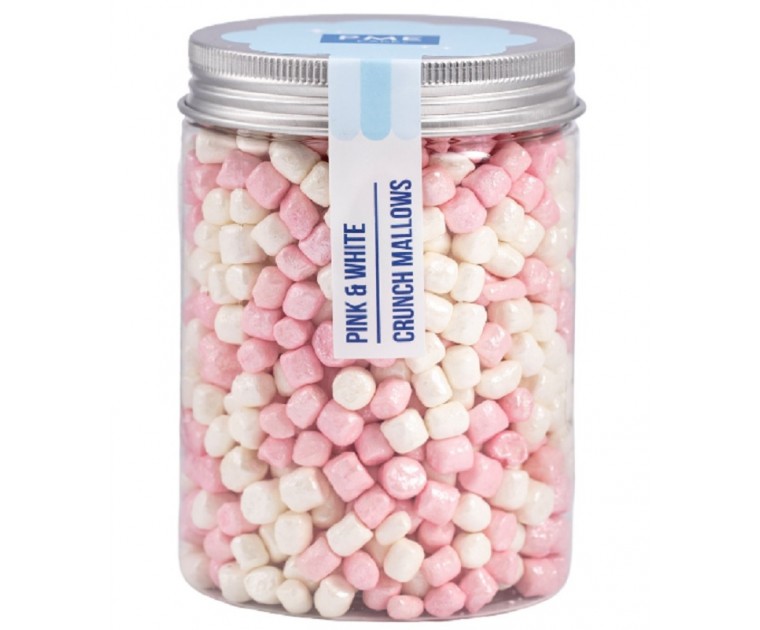Mini Marshmallows Crocantes Branco e Rosa Pérola