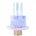 Conj. 6 Velas Altas Azuis Marmoreadas