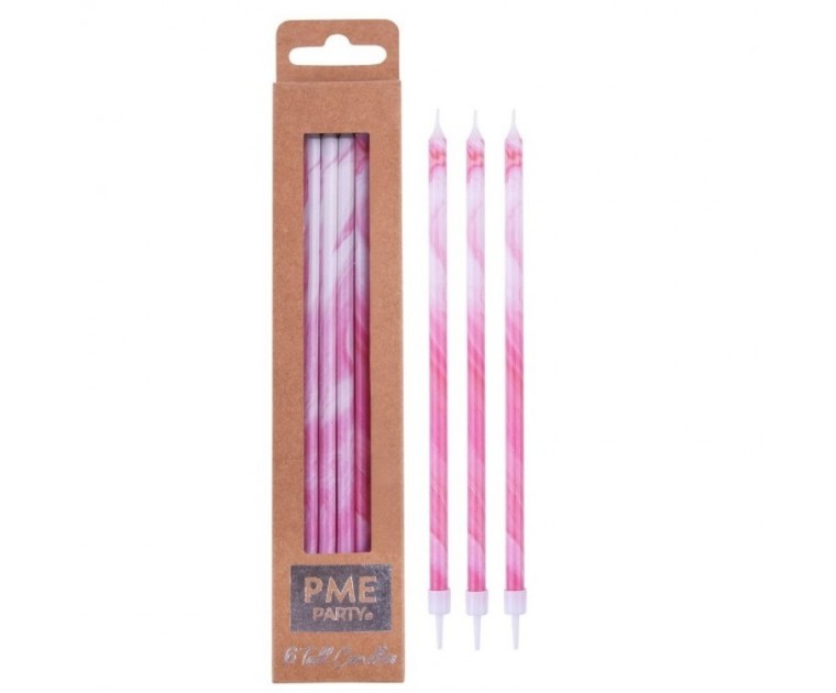Conj. 6 Velas Altas Marmoreadas