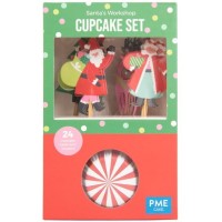 Kit Decoração 24 Cup Cakes Pai Natal