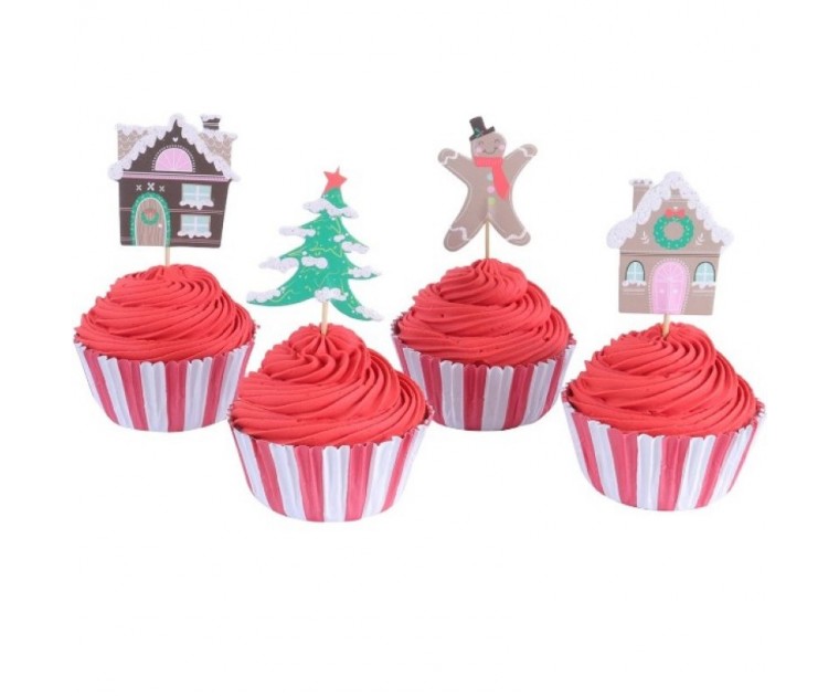 Kit Decoração 24 Cup Cakes Vila Natal