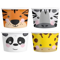 4 Taças Gelado Animais Selvagens