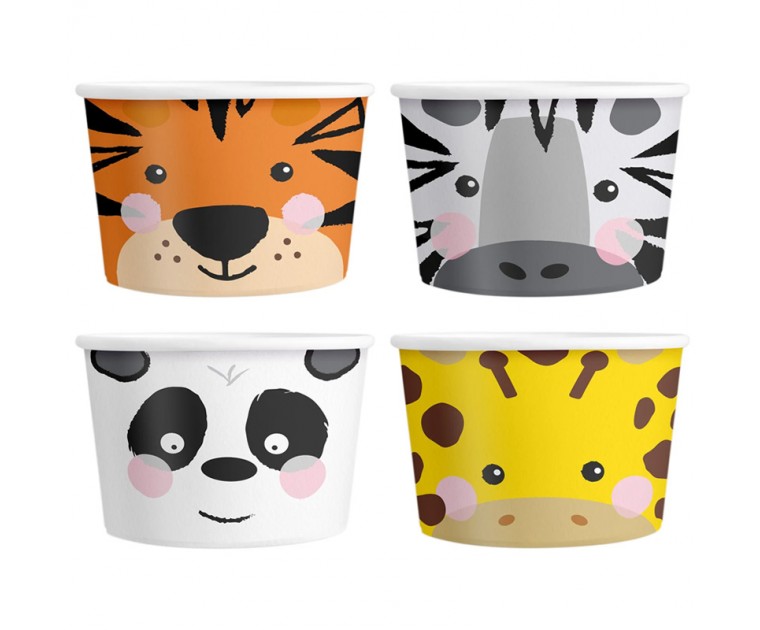 4 Taças Gelado Animais Selvagens