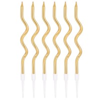 6 Velas Espiral Curva Dourado
