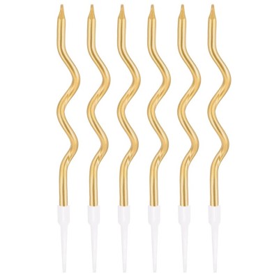 6 Velas Espiral Curva Dourado