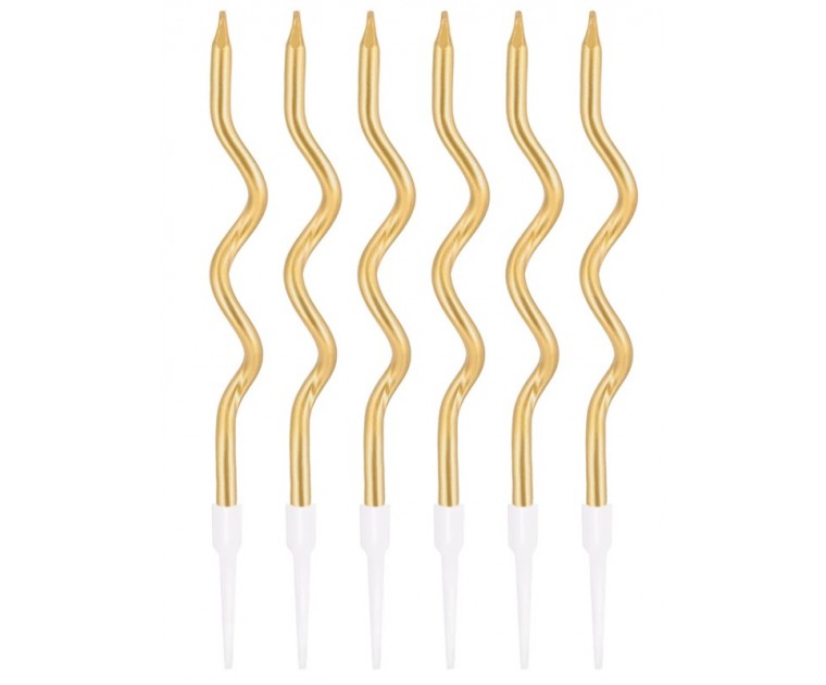 6 Velas Espiral Curva Dourado