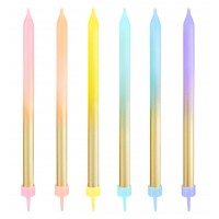 6 Velas Arco Iris com Dourado