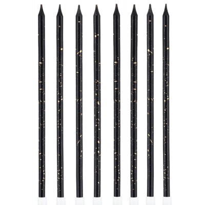 8 Velas Altas Pretas e Douradas