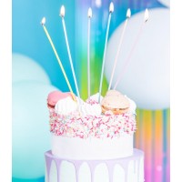 18 Velas Altas e Finas Cores Pastel 
