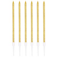 6 Velas douradas com glitter