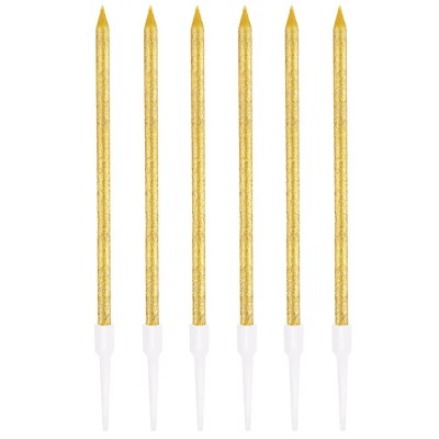 6 Velas douradas com glitter 6 Velas douradas com glitter