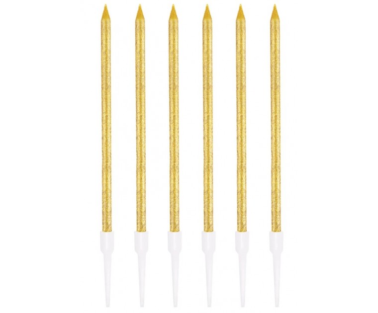 6 Velas douradas com glitter