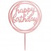 Topo Acrílico Rose Gold Redondo Happy Birthday
