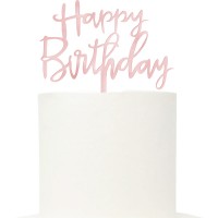 Topo Acrílico Rose Gold 'Happy Birthday' 13cms