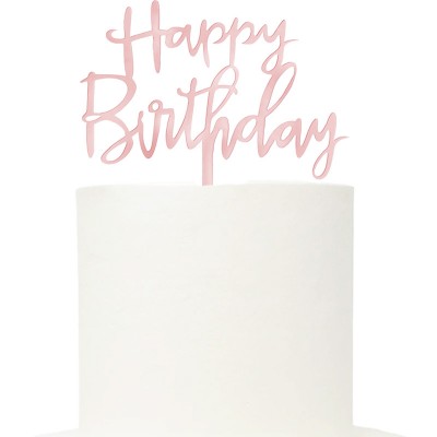 Topo Acrílico Rose Gold 'Happy Birthday' 13cms