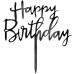 Topo Acrílico Preto 'Happy Birthday ' 13cms