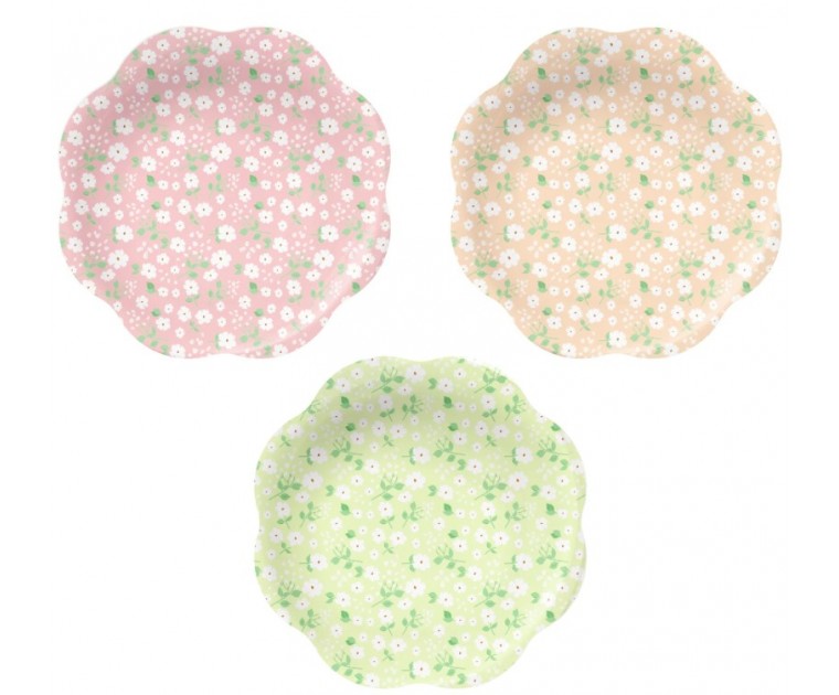 6 Pratos Florais Multicoloridos
