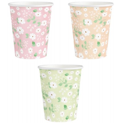 6 Copos Florais Multicoloridos