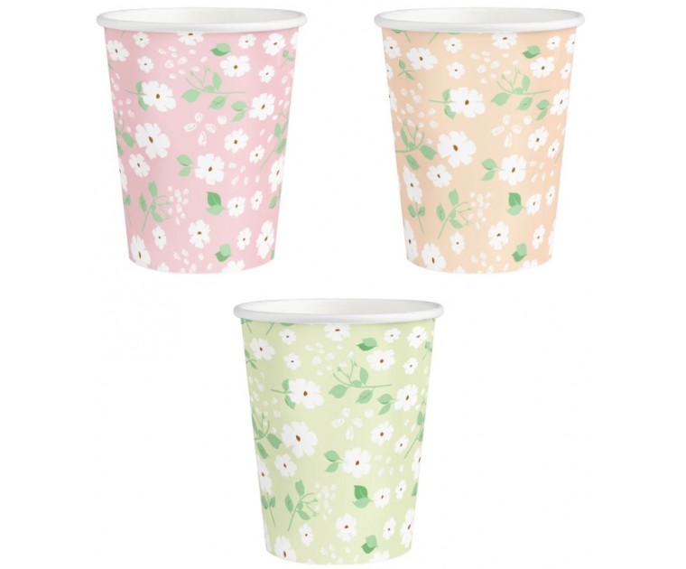 6 Copos Florais Multicoloridos