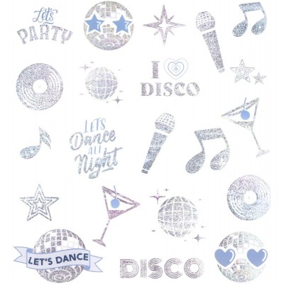Conj. de 21 tatuagens temporárias Silver Disco