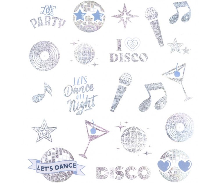 Conj. de 21 tatuagens temporárias Silver Disco